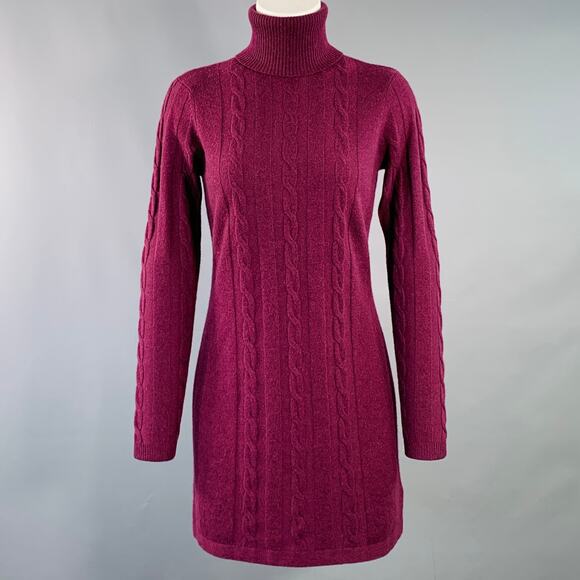 MAGASCHONI Size XS Purple Maroon Cashmere Cable Knit Turtleneck Sweater  Dress - itsg.com.tn